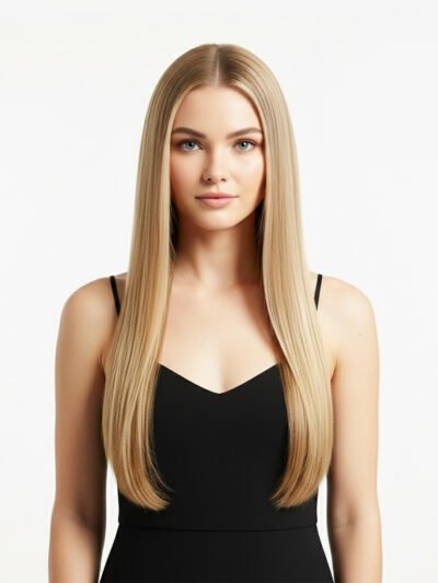 12“-22” 7-Piece Piano Milk Tea Brown & 613 Blonde Human Hair Clip in（110g）