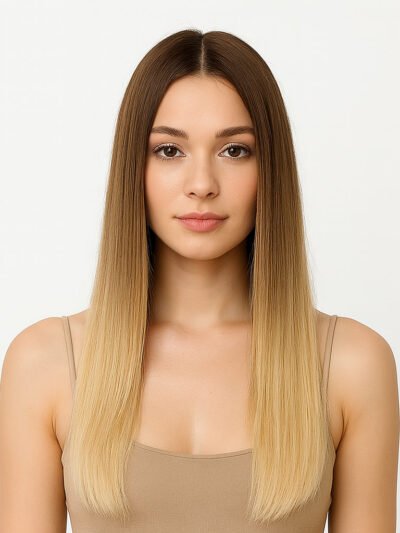 20" Ombre Coffee Brown to 613 Blonde Human Hair Weft （100g）