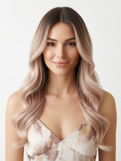 20" Rooted Nature Black to Smoky Purple Gray Human Hair Weft（100g）