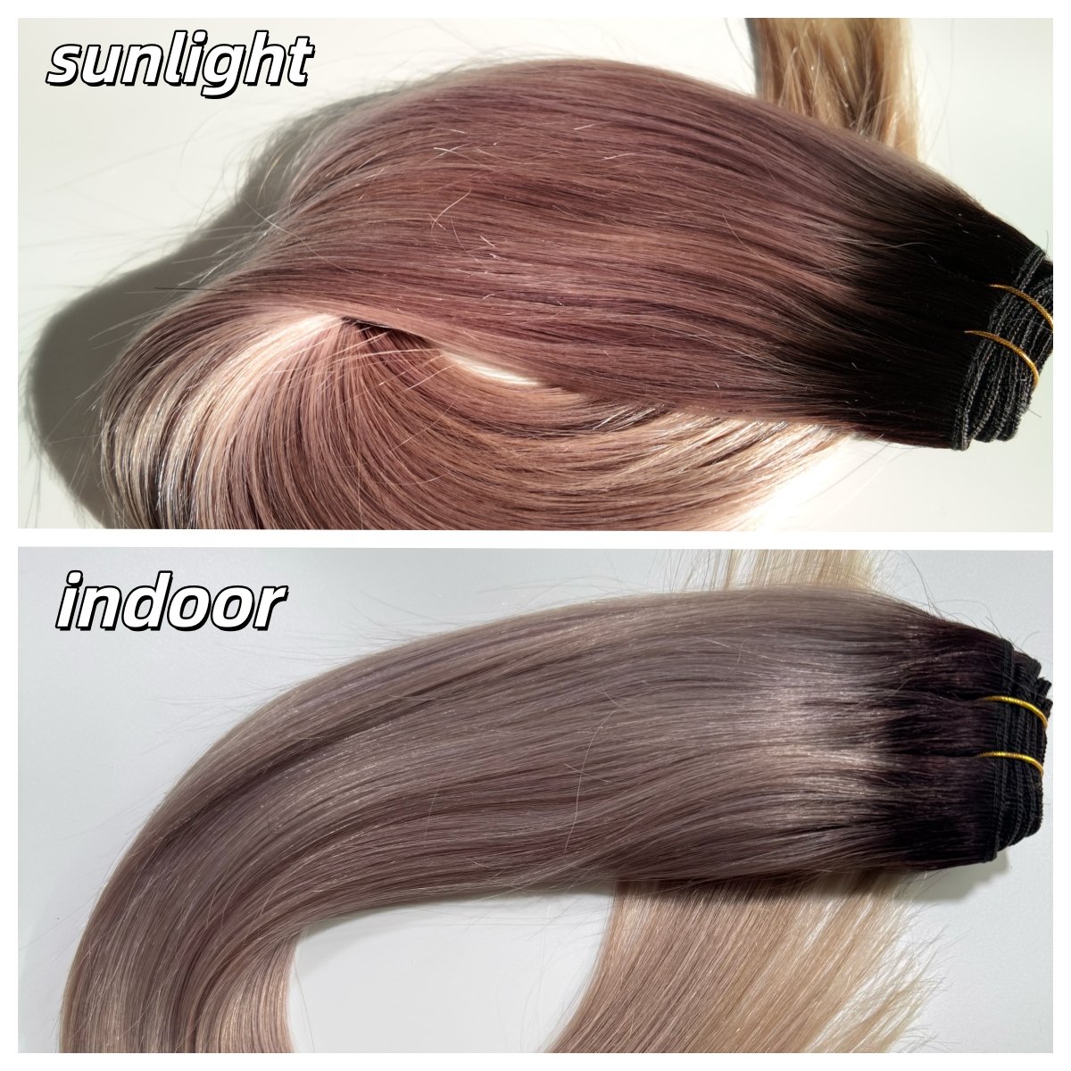20" Rooted Nature Black to Smoky Purple Gray Human Hair Weft(100g) - Image 2