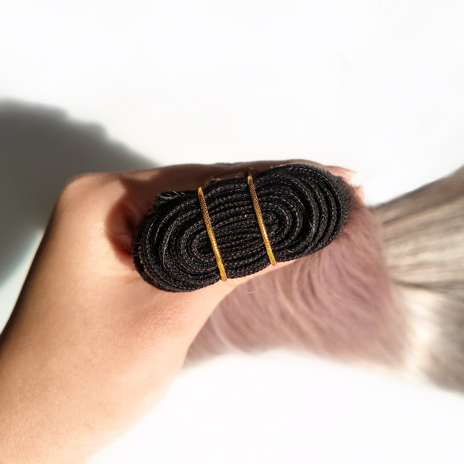 20" Rooted Nature Black to Smoky Purple Gray Human Hair Weft(100g) - Image 5